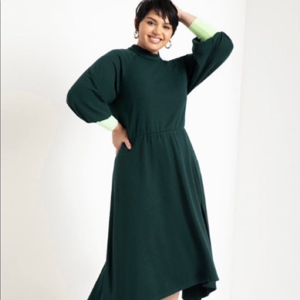 Eloquii Mock Neck Dress with Contrast Cuff
